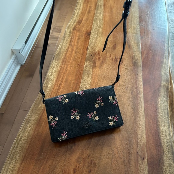 Coach Black Crossbody Bag with Floral Design - Picture 4 of 14